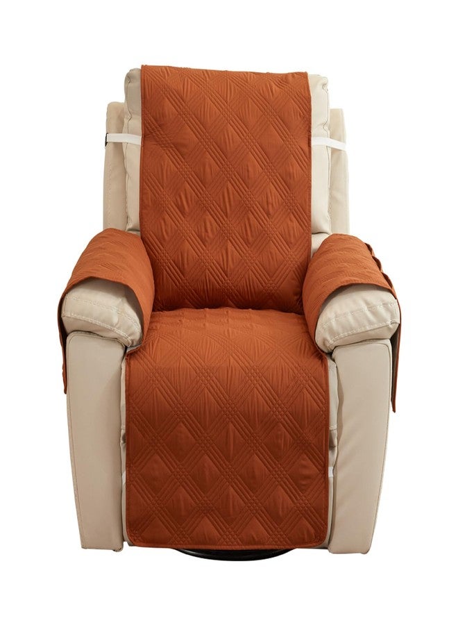 Qubjus Recliner Chair Cover Revesible Couch Cover Washable Sofa Slipcover with Pockets and Elastic Straps Furniture Protector for Dogs Pets Kids(Brown-Orange, Recliner) - Image 1